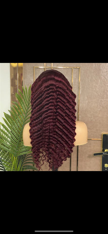 Burgundy Princess Wave Frontal Wig